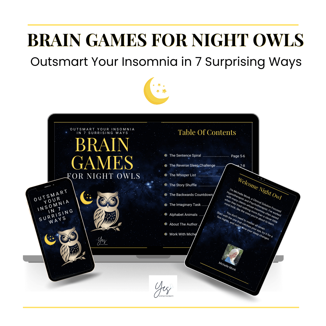 Outsmart your insomnia in 7 surprising ways Free Ebook Brain games for Night Owls mockup image